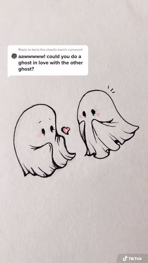 Magpie_jane on tik tok. Two ghosts in love tattoo Ghost Love Tattoo, Love Ghost Tattoo, 2 Ghosts Drawing, Cute Ghosts Tattoos, Love Ghost Drawing, Ghost In Love Drawing, Ghost Love Drawing, Two Ghost Painting, Ghost Love Art