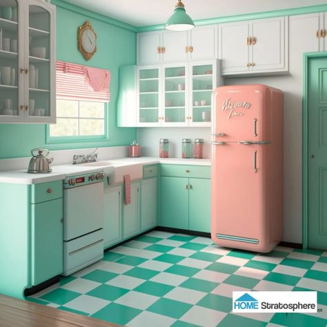 24 Retro 1950s Kitchen Designs - Home Stratosphere 50s Diner Kitchen, 50s Home, 50s House, 50s Kitchen, 1950s Kitchen, Diner Decor, Casa Vintage, Retro Kitchen Decor, Kitchen Concepts