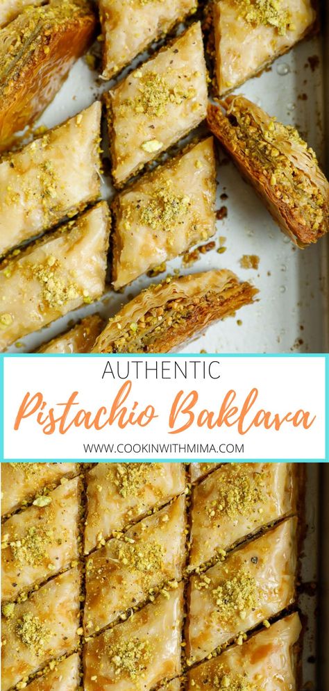 Baklava Recipe With Pistachios, Bachlavah Recipe, Baklava Recipe Turkish, Baklava With Pistachios, Pistachio Baklava Rolls, Rolled Baklava Recipe, Authentic Baklava Recipe, Pistachio Baked Goods, Persian Baklava Recipe