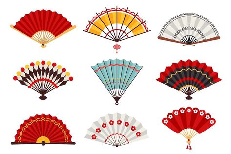 Geisha Illustration, Japanese Souvenir, Fan Japanese, Sakura Tattoo, Chinese Fans, Fan Drawing, Painted Fan, Chinese Decor, Folding Hand Fan