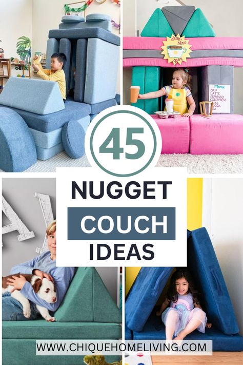 Cushy Couch Ideas, The Nugget Couch Ideas, Nugget Couch Ideas Two, Nugget Couch Ideas, Nugget Couch, Couch Ideas, Bunk Room, Creative Kids, Worlds Of Fun