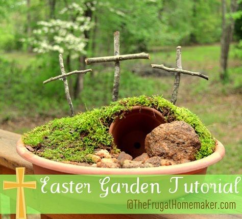 Easter garden Resurrection Garden, Christ Centered Easter, Empty Tomb, Easter Garden, Spring Projects, Easter Decorations Christian, Easter Traditions, Easter Centerpieces, Spring Holidays