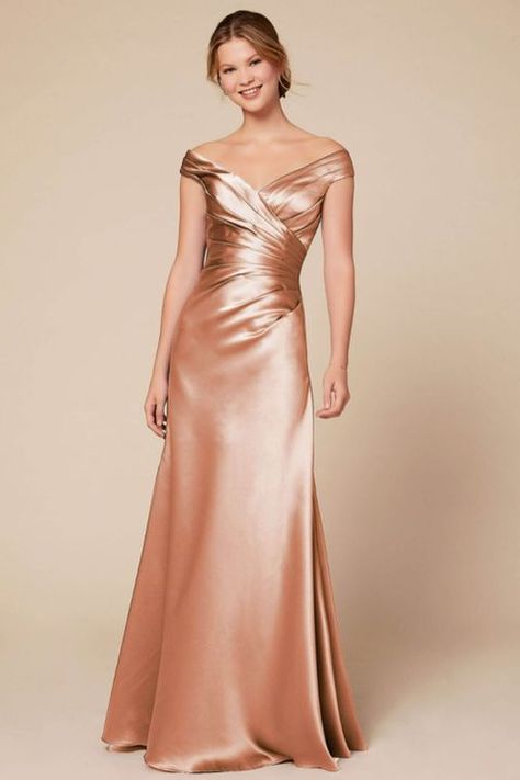 Rose Gold Gowns, Rose Gold Gown, Gold Satin Dress, Rose Gold Bridesmaid Dress, Abandonment Issues, Fall Bridesmaids, Rose Gold Bridesmaid, Rose Gold Dress, Fall Bridesmaid Dresses