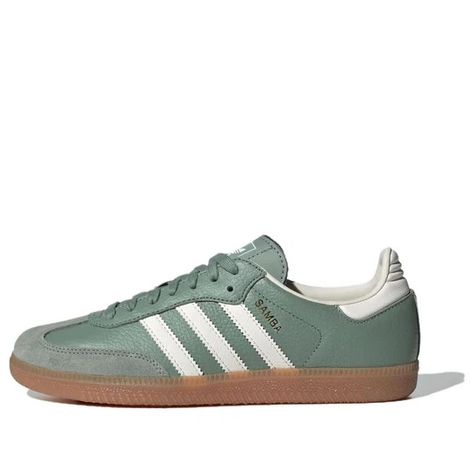 (WMNS) adidas Originals Samba OG Shoes 'Silver Green' IE7011 - KICKS CREW Samba Og Shoes, Samba Shoes, Adidas Samba Og, Swag Shoes, Silver Shoes, Green Suede, Sneaker Collection, Adidas Samba, Stylish Sneakers