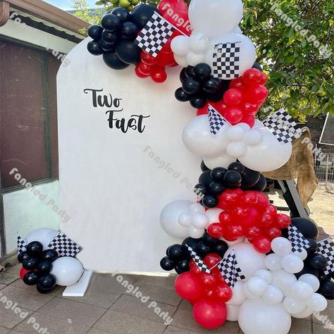 Two Fast Two Furious, Red Baby Shower, Cars Birthday Party Decorations, Car Banner, Race Car Birthday Party, Cars Theme Birthday Party, 2nd Birthday Party Themes, Race Car Birthday, Cars Birthday Parties