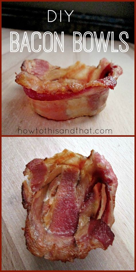 DIY Bacon Bowls!   #bacon #tvcommercial #diy #delish #tips #tricks Diy Bacon, Space Storage Ideas, Small Space Storage Ideas, Bacon Board, Basic Quiche Recipe, Bacon Bowl, Bacon Wrapped Chicken Tenders, Homemade Bacon, Diy Breakfast