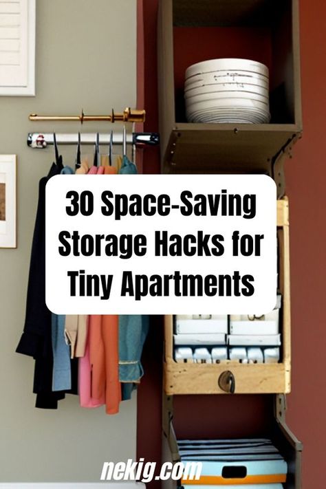 Discover 30 brilliant storage hacks designed to maximize space in small apartments. From hidden storage to multifunctional furniture, these ideas will help you make the most of every inch. #SmallApartmentLiving #StorageHacks #SpaceSaving Small Space Closet Storage, Ikea Small Spaces Apartments, Tiny House Cleaning Storage, Storage Ideas Studio Apartment, Sneaky Storage Ideas, How To Maximize Storage Space, Diy Small Bedroom Storage Ideas, Small Apartment Ikea Hacks, How To Make Use Of Small Spaces