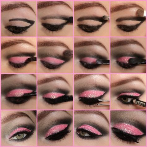 Cut Crease Hooded Eyes, Mc Bling, Pink Cut Crease, Gold Cut Crease, Bling Makeup, Prom Makeup Tutorial, Cut Crease Tutorial, Cut Crease Eyeshadow, Cut Crease Eye