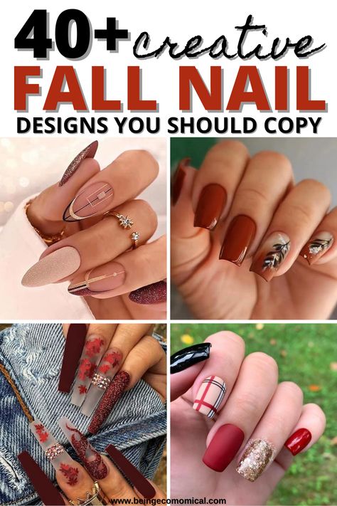 Fall Gel Extension Nails, Short Coffin Fall Nails Designs, Festive Fall Nails, Trendy Fall Nails Square, 2023 Fall Nail Designs, Fall Nails Elegant, Short Acrylic Nails For Fall, November Nails Designs Fall 2023, November Nails 2023