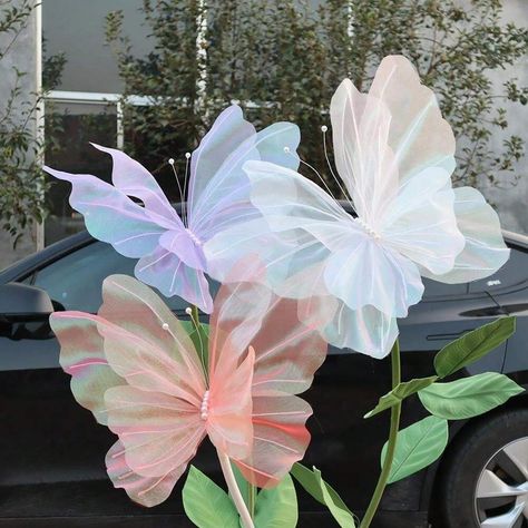 1pc Artificial Flower, Silk Yarn Artificial Butterfly New Marriage Decor, 50cm/19.69inch Three-Dimensional Butterfly, Giant Gauze Wedding Party Fake Butterfly, Home Decor Party Event Decoration | SHEIN USA Butterfly Wedding Decorations, Photo Papillon, Artificial Flowers Decor, Butterfly Embellishment, Marriage Decoration, Butterfly Wedding, Spring Summer Decor, Event Decoration, Flower Diy