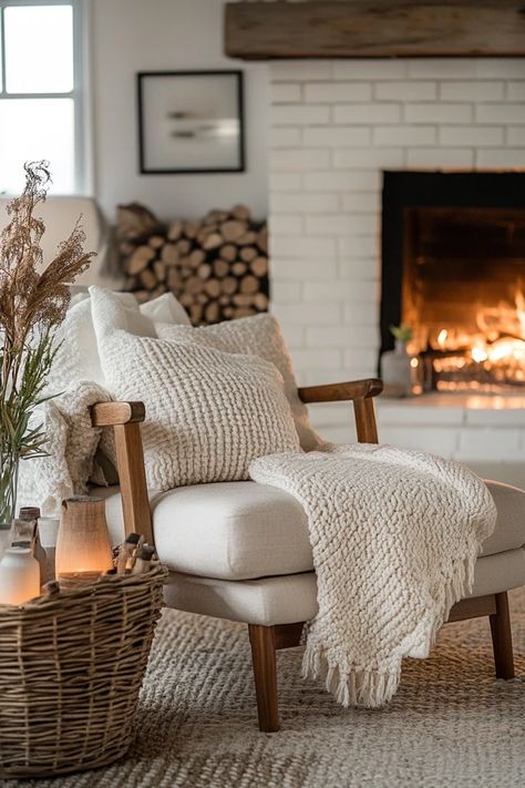 "Create a warm and inviting space with a Hygge-Inspired Living Room! 🛋️🔥 Ideal for those who love cozy nights and simple pleasures. 🌿✨ #HyggeStyle #LivingRoomDecor #ComfortLiving" Modern Cozy Family Room, Cozy Natural Living Room, Light Cozy Living Room, Cozy Sofa Aesthetic, Home Asthetics Photos, Hygge Family Room, Livingrooms Design Ideas Cozy, Winter Hygge Aesthetic, Cozy Fireplace Aesthetic