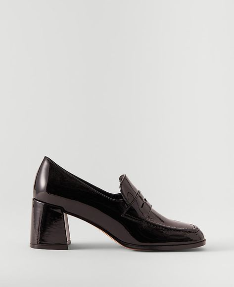 Loafer Pumps, Block Heel Loafers, Leather Loafer Shoes, Leather Block Heels, Heels Pumps, Heeled Loafers, Leather Loafers, Loafer Shoes, Leather Fashion