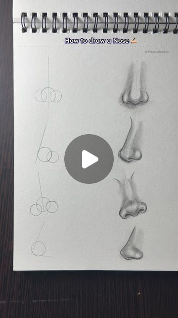 How To Draw A Realistic Nose Step By Step, Noses How To Draw, Paint Nose Tutorial, How To A Nose, Drawing Noses Tutorial, Painting Noses Step By Step, How To Draw A Simple Face, Drawing A Nose Step By Step, Nose Sketch Easy