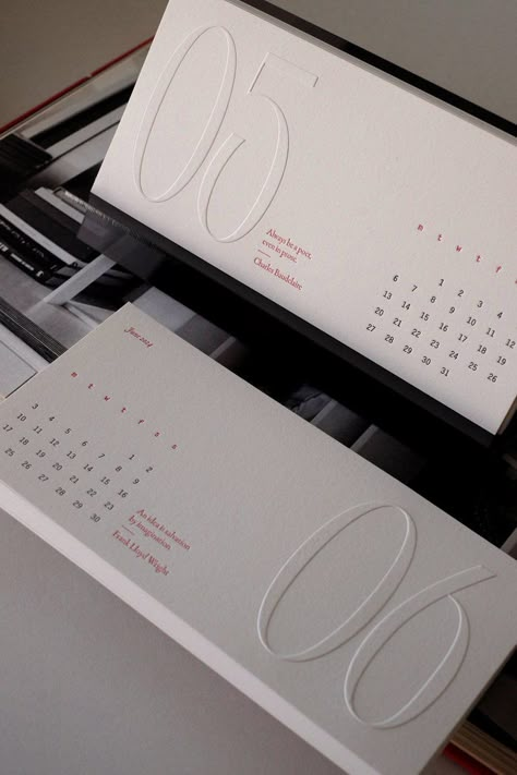 Calander Design Ideas, Calendar Design Ideas Creative, Calendar Design Ideas, Calendar Design Inspiration, Letterpress Calendar, Desk Calendar Design, Folded Wedding Invitation, Mailer Design, Modern Calendar