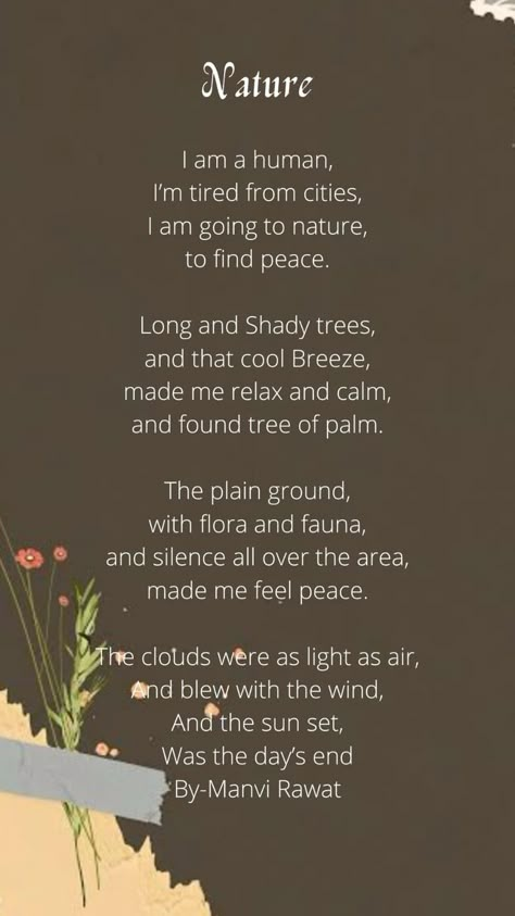 Poems On Environment, Small Cute Poems, Short Poetry About Life, Small Poems Deep On Life, Poems On Nature Poetry, Poem On Environment In English, Nature Poetry Aesthetic, Poems About Nature Beauty, Short Nature Poems