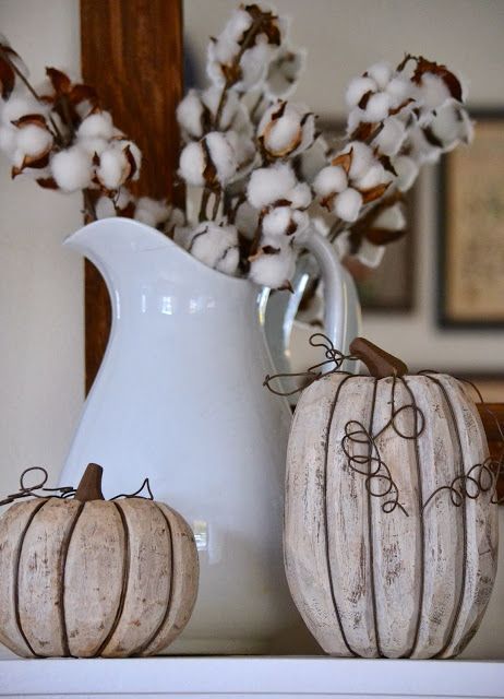 2013 Fall Decor and a Link Party White Pitcher, Cotton Stems, Fall Deco, Autumn Decorating, Farmhouse Fall Decor, Décor Boho, Fall Halloween Decor, Fabulous Fall, Farmhouse Fall