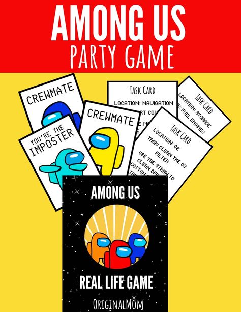 Among Us Party Game Among Us Games In Real Life, Real Life Among Us Game, Among Us Free Printable, Among Us Real Life Game, Among Us Party Games, Among Us Printable, Among Us Birthday Party Ideas, Among Us In Real Life, Among Us Birthday Party