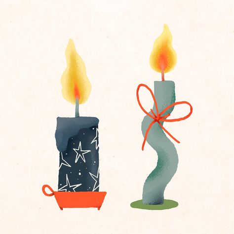 Aesthetic Christmas Illustrations, Christmas Candle Illustration, Candle Illustration Drawing, Christmas Candle Drawing, Candles Illustration, Candle Doodle, Candle Cartoon, Spiritual Christmas, Candlestick Christmas