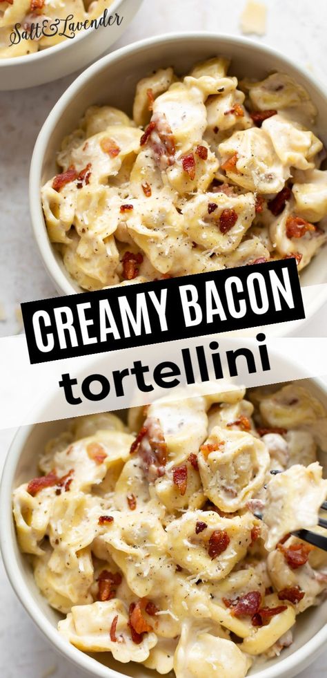 Cream Cheese Tortellini, Bacon Tortellini, Tortellini Recipe, Makanan Italia, Resep Pasta, Tortellini Recipes, Chicken Crockpot, Cheese Tortellini, Pasta Dinner Recipes