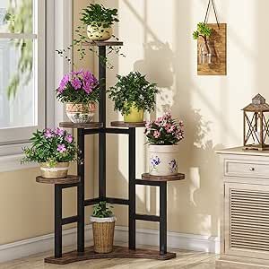 Corner Plant Stand Indoor, Corner Plant Shelf, Corner Plant Stand, Outdoor Plant Stand, Tall Potted Plants, Tall Plant Stand, Rustic Plant Stand, Shelf Flower, Plants Stand