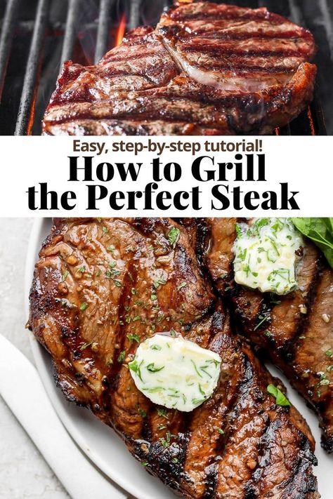 Steak On Gas Grill, Grilled Steak Dinner, Recipes Grill, Grilling The Perfect Steak, Grilled Steaks, Ribeye Steak Recipes, The Perfect Steak, Bbq Steak, Cooking The Perfect Steak