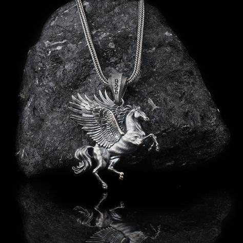 Greek Mythology Jewelry, Mythology Jewelry, Winged Horse, Horse Pendant, Horse Necklace, Silver Horse, Horse Jewelry, Horses Pendant, Classy Jewelry