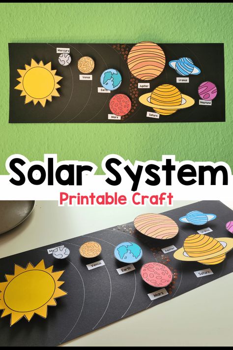 Solar System Craft for Kids Cardboard Solar System, How To Make A Solar System, Solar System Model Project, Planets Craft, 3d Solar System Project, Printable Planets, Solar System Craft, Solar System Printables, Planets For Kids