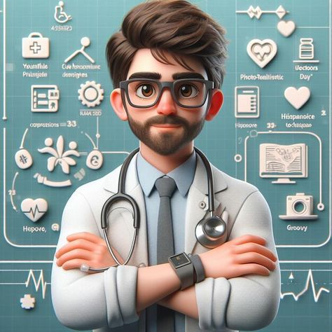 Photo a picture of a doctor with glasses... | Premium Photo #Freepik #photo Doctor Animation, Doctor Wallpaper, Photo Doctor, Aquaman 2018, Doctor Images, Graduation Frame, Funny Laptop Stickers, Picture Of Doctor, Male Doctor