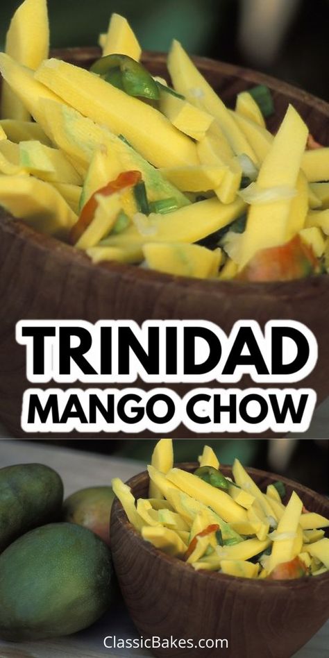 Mango Chow, Trinidadian Recipes, Chow Recipe, Recipe Mango, Trinidad Recipes, Carribean Food, Trini Food, Jamaican Dishes, Green Mango