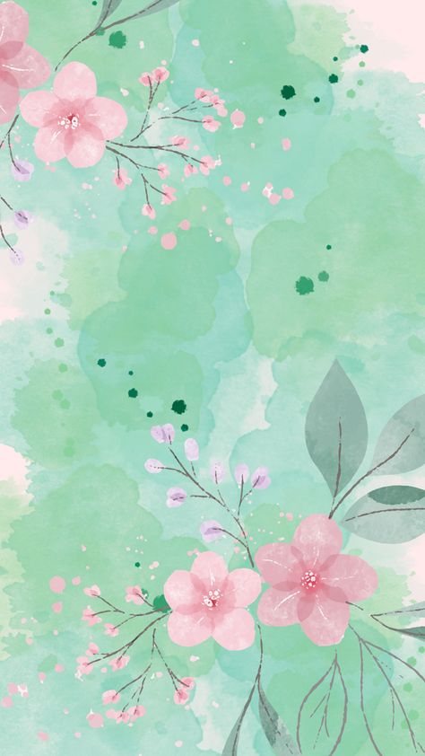 Green and Pink Watercolor Flower Phone Wallpaper - Mhek Creatives's Ko-fi Shop - Ko-fi ❤️ Where creators get support from fans through donations, memberships, shop sales and more! The original 'Buy Me a Coffee' Page. Mint Phone Wallpaper, Pink Blue And Green Wallpaper, Green Flower Wallpaper Aesthetic, Pink And Green Phone Wallpaper, Watercolor Flowers Background Wallpapers, Green Floral Phone Wallpaper, Pink And Mint Aesthetic, Mint Color Wallpaper, Turquoise And Pink Wallpaper