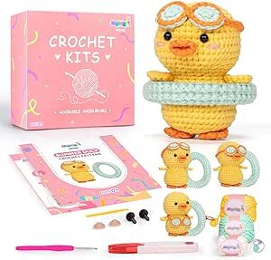 Mewaii Crochet Kit for Beginners, Crochet Animal Kit with Step-by-Step Video Tutorials, Knitting Starter Kit for Kids Adults with 40%+ Pre-Started Yarn Content, DIY Crochet Gifts (Duck with Swim Ring) Beginner Crochet Kit, Diy Crochet Gifts, Quick Crochet Gifts, Crochet Stuffies, Company Ideas, Crochet Duck, Marketing Project, Crochet Kits, Bday List