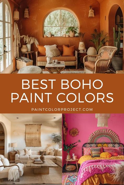 best boho paint colors Best Boho Paint Colors, Boho Paint Colors, Bohemian Chic Living Room, Warm Bedroom Colors, Accent Wall Paint Colors, Bohemian Color Palette, Boho Style Room, Office Paint Colors, Living Room Wall Color