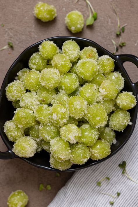 Candied Frozen Sour Grapes | Orchids   Sweet Tea Sour Grapes Recipe, Frozen Candy Grapes, Grape Dessert Recipes, Grapes Dessert, Frozen Grapes Recipe, Grapes Snack, Roasted Garlic Tomato Soup, Grapes Recipes, Garlic Tomato Soup