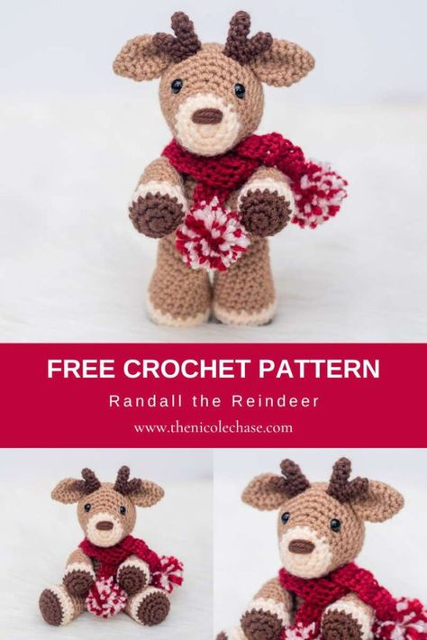 Free Reindeer Crochet Pattern - Crochet Reindeer Amigurumi Free Crochet Rudolph Patterns, Small Reindeer Crochet Pattern, Christmas Reindeer Amigurumi Free Pattern, Crochet Rudolph Pattern Free, Crochet Santa Amigurumi, Crochet Christmas Reindeer, Crochet Reindeer Pattern Free Amigurumi, Crochet Christmas Reindeer Free Pattern, Crocheted Reindeer Free Pattern