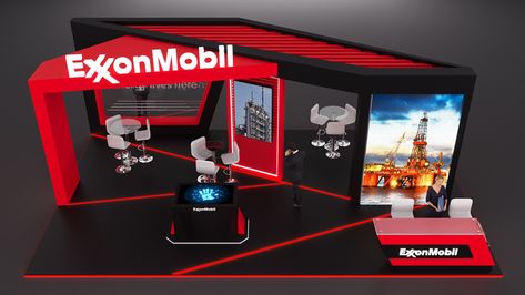 Advertising booths design Event Exhibition 4 Side Open Exhibition Stand Design, Exhibition Booth Design Ideas Creative, Booth Exhibition Design, Booths Design, Booth Design Exhibition, Exxon Mobil, Small Booth, Exhibit Ideas, Exhibition Company