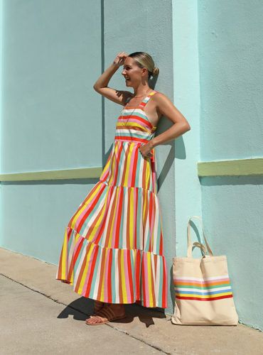 SUNDAY STYLE// | Atlantic-Pacific Colorful Dress Outfit, Harmony Clothes, Colorful Sundress, Tall Girl Fashion, Blair Eadie, Plus Size Fashionista, Atlantic Pacific, Sunday Style, Stripe Outfits