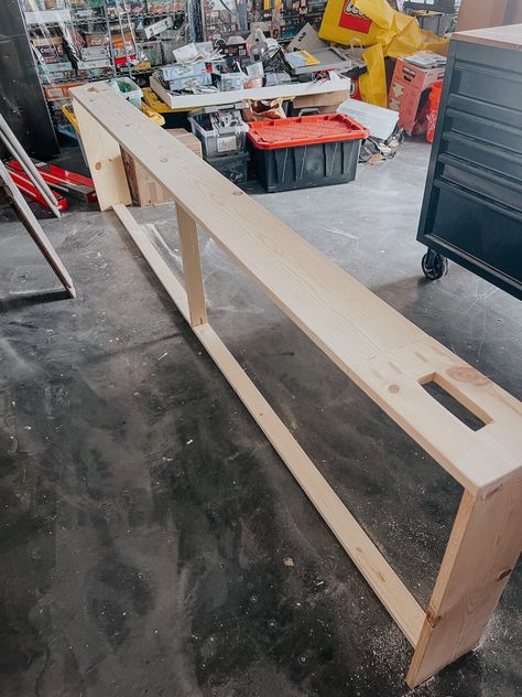 How To Build Behind Couch Table, Making Sofa Table, Custom Sofa Table, Back Of Couch Shelf, Behind Lounge Table, Couch Console Table Diy, Behind The Couch Storage Ideas, One Couch Living Room, Diy Narrow Sofa Table Behind Couch