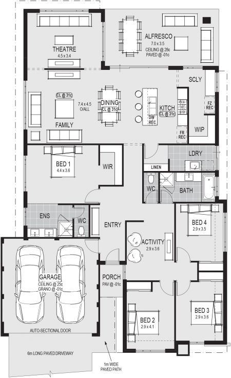 House Plans Australia, Single Storey House Plans, 2 Storey House Design, Latest House Designs, 4 Bedroom House Plans, Architectural Floor Plans, Home Design Floor Plans, House Layout Plans, Storey Homes