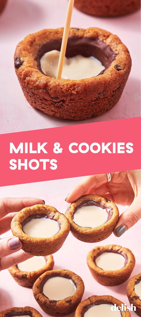 Milk And Cookie Shots, Cookies And Milk Shots, Boozy Camping Treats, Alcohol Desserts Easy, Cookie Shots Recipe, Edible Alcohol Treats, Sugar Cookie Shot Recipe, Alcoholic Treats Edible, Boozy Baked Goods