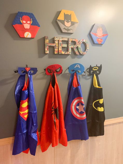 Playroom Inspo Boys, Little Boy Room Decor, Superhero Rooms, Superhero Room Ideas, Playroom Remodel, Superhero Boys Room, Superhero Room Decor, Superhero Wall Decor, Superhero Decor