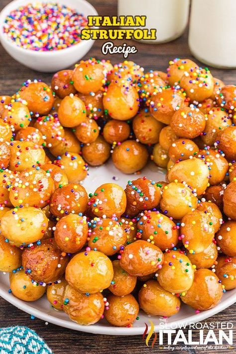 Homemade Italian Struffoli Recipe Italian Christmas Dessert Recipes, Struffoli Recipe, Italian Christmas Desserts, Easy Tiramisu Recipe, Slow Roasted Italian, Italian Cream Cakes, Italian Recipes Dessert, The Slow Roasted Italian, Sweet As Honey