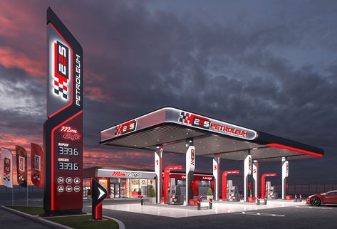 Create of a gas station design. on Behance Gas Station Design Architecture, Fuel Station Design, Gas Station Architecture, Gas Station Design, محطة وقود, Price Board, Architecture Branding, Fuel Station, Architecture Industrial