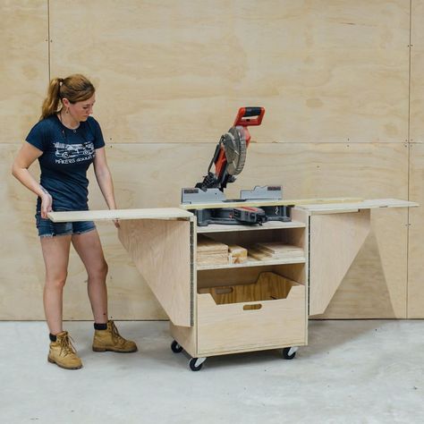 April Wilkerson on Instagram: “My new video is out on how I made my miter saw stand with collapsible wings! Also if you’re interested, I have plans available on my…” Miter Saw Stand Plans, Diy Miter Saw Stand, Garage Woodshop, Miter Saw Stand, Drill Press Stand, French Cleat System, Sliding Compound Miter Saw, Mitre Saw Stand, Folding Workbench