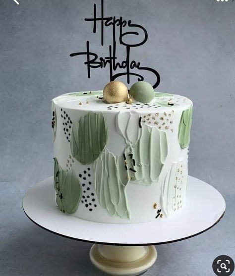 Pastel Green Cake, Cake Verde, Simple Birthday Cake Designs, Green Birthday Cakes, 17. Geburtstag, Cake Design For Men, Modern Birthday Cakes, Birthday Cake Decorating Ideas, 13 Birthday Cake