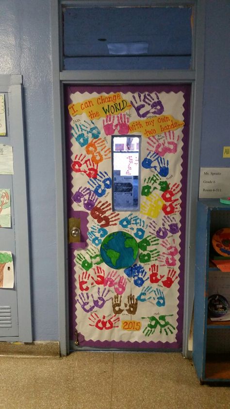 Classroom Door Themes Preschool, Door Bulletin Boards Classroom, All About Me Door Theme, Diversity Door Decorations Classroom, Classroom Door Names, Inclusion Door Decoration, World Changers Classroom Door, Special Education Door Ideas, Around The World Classroom Door