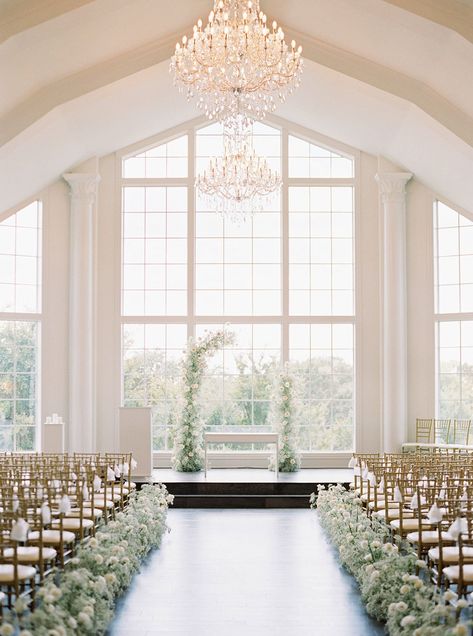 Whimsical Baby's Breath Wedding Ceremony Elegant Wedding Ceremony, Baby's Breath Wedding, Wedding Altars, All White Wedding, Dream Wedding Venues, European Wedding, Wedding Inside, Future Wedding Plans, Theme Color