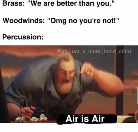 Band Memes Funny So True, Percussion Jokes, Band Kids Humor, Band Memes Funny, Funny Band Jokes, Musician Memes, Musician Jokes, Marching Band Jokes, Band Funny