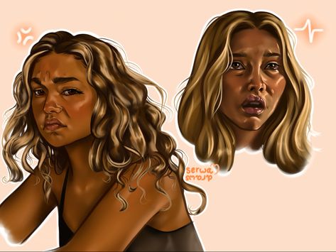 Sarah Cameron And Kiara, Obx Fanart, Kiara Carrera, Sarah Cameron, Face Study, Light Study, Digital Art, Fan Art, Quick Saves