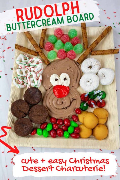 Christmas Dessert Charcuterie, Frosting Board, Christmas Dessert Charcuterie Board, Christmas Buttercream, Butter Board Trend, Buttercream Board, School Desserts, Dessert Charcuterie Board, Dessert Charcuterie