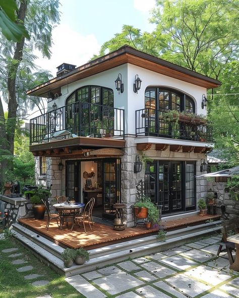 Living in a Container (@livinginacontainer) • Instagram photos and videos Lots Of Windows, التصميم الخارجي للمنزل, Casa Vintage, Hacienda Style, Spanish Style Homes, Village House Design, Sims House, Dream House Exterior, House Goals